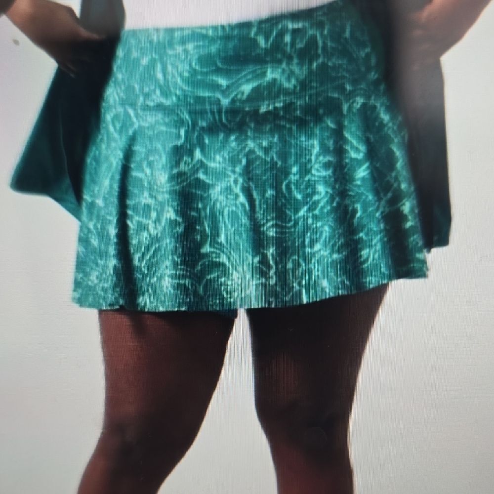 Athleta skort Teal Marble-Patterned Pleated Skirt Xs